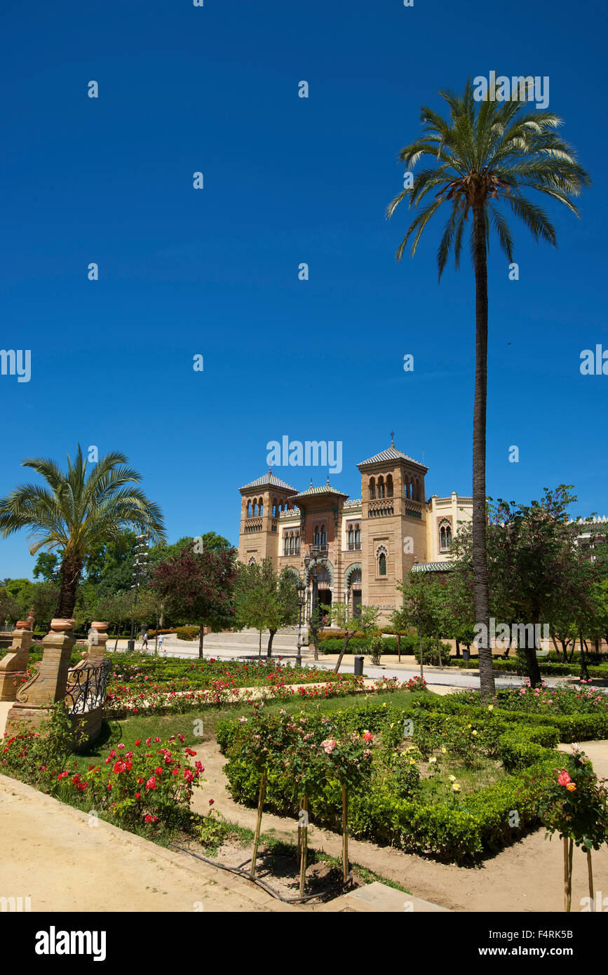 Andalusia, Spagna, Europa, Esterno, giorno, padiglione mudéjar, Parco Maria Luisa, Siviglia, città park, parco, nessuno Foto Stock