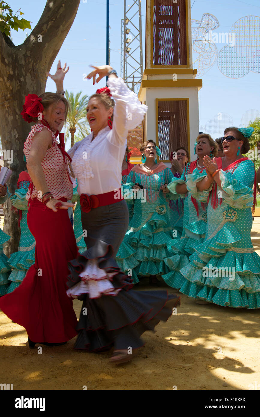 Andalusia, Spagna, Europa, Esterno, giorno, Jerez de la Frontera, Costa de la Luz, Feria del Caballo, tradizione, tradizionale, cultur Foto Stock