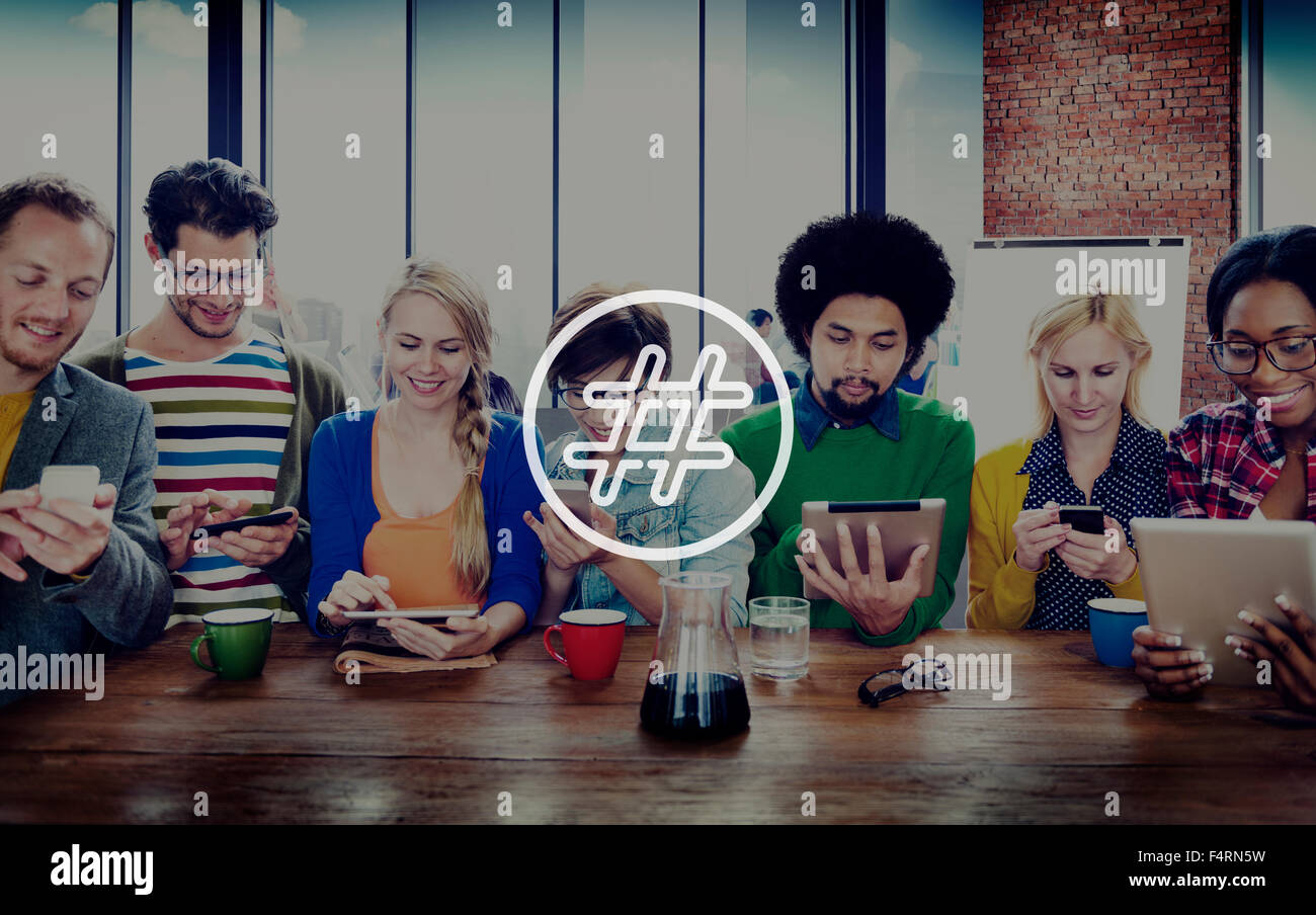 Icona hashtag Social Media Blog Post-NOZIONE Foto Stock