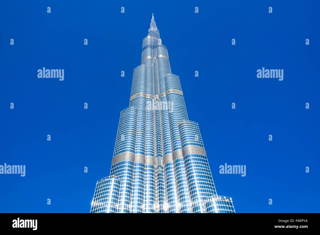 Vista dettagliata del Burj Khalifa grattacielo , world l'edificio più alto in Dubai Emirati Arabi Uniti Foto Stock