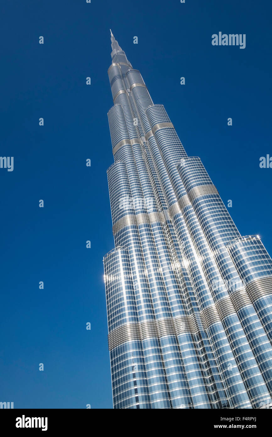 Vista dettagliata del Burj Khalifa grattacielo , world l'edificio più alto in Dubai Emirati Arabi Uniti Foto Stock