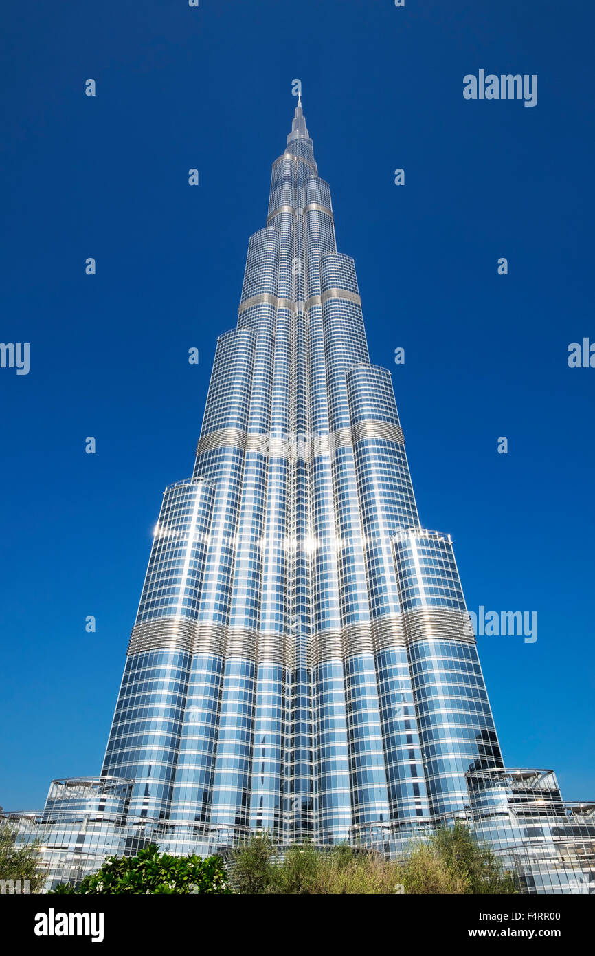Vista dettagliata del Burj Khalifa grattacielo , world l'edificio più alto in Dubai Emirati Arabi Uniti Foto Stock