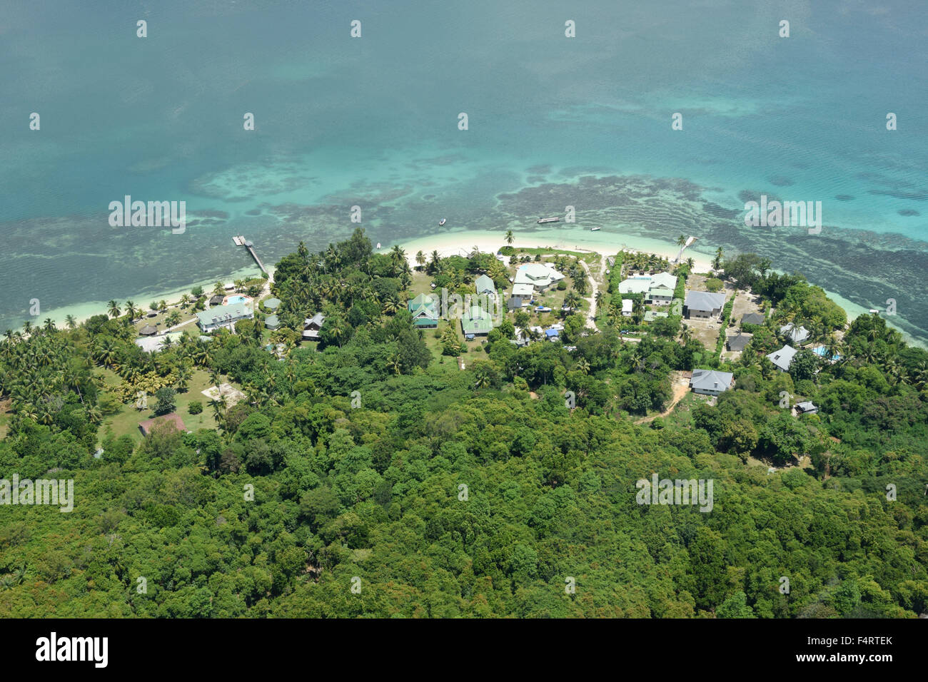 Isola di Cerf, antenna, Mahe, Seychelles, Africa Foto Stock