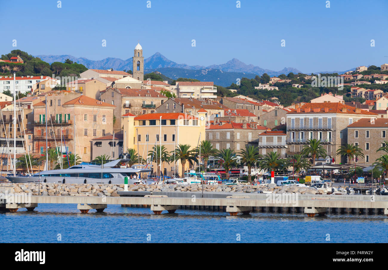 Porto di Propriano cityscape, regione Sud della Corsica, Francia Foto Stock
