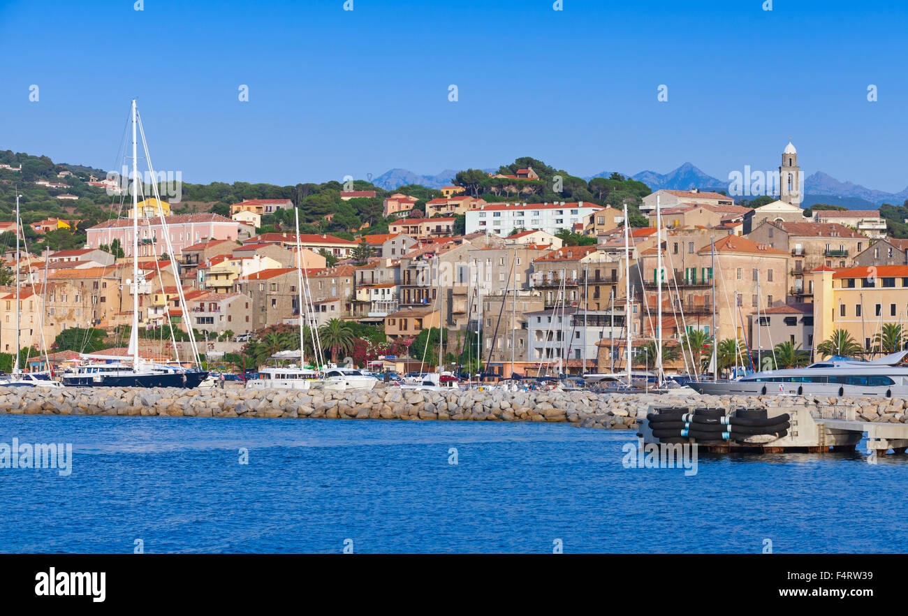 Porto di Propriano paesaggio, regione a sud della Corsica, Francia Foto Stock