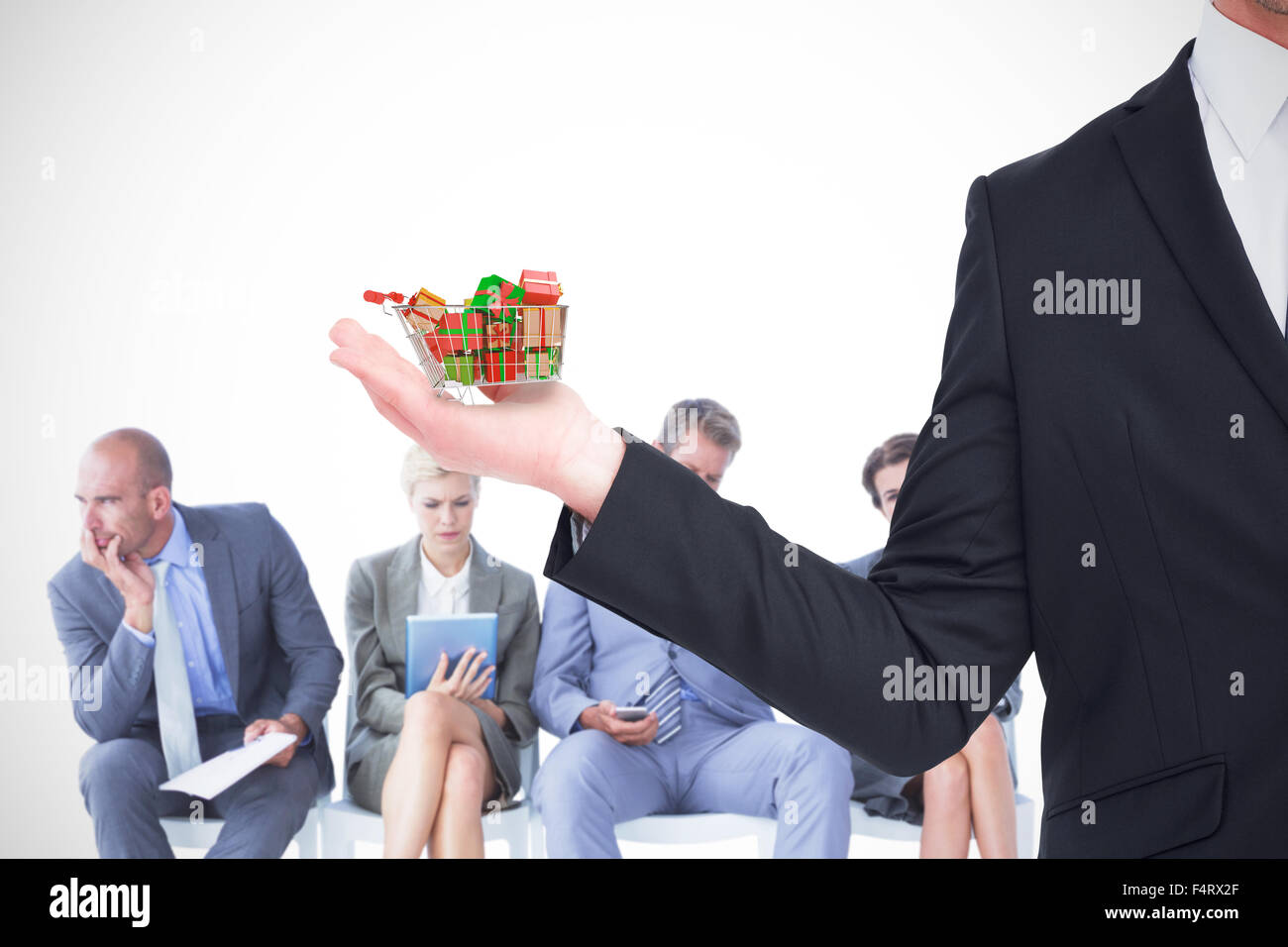 Immagine composita di imprenditore tenendo la sua mano Foto Stock
