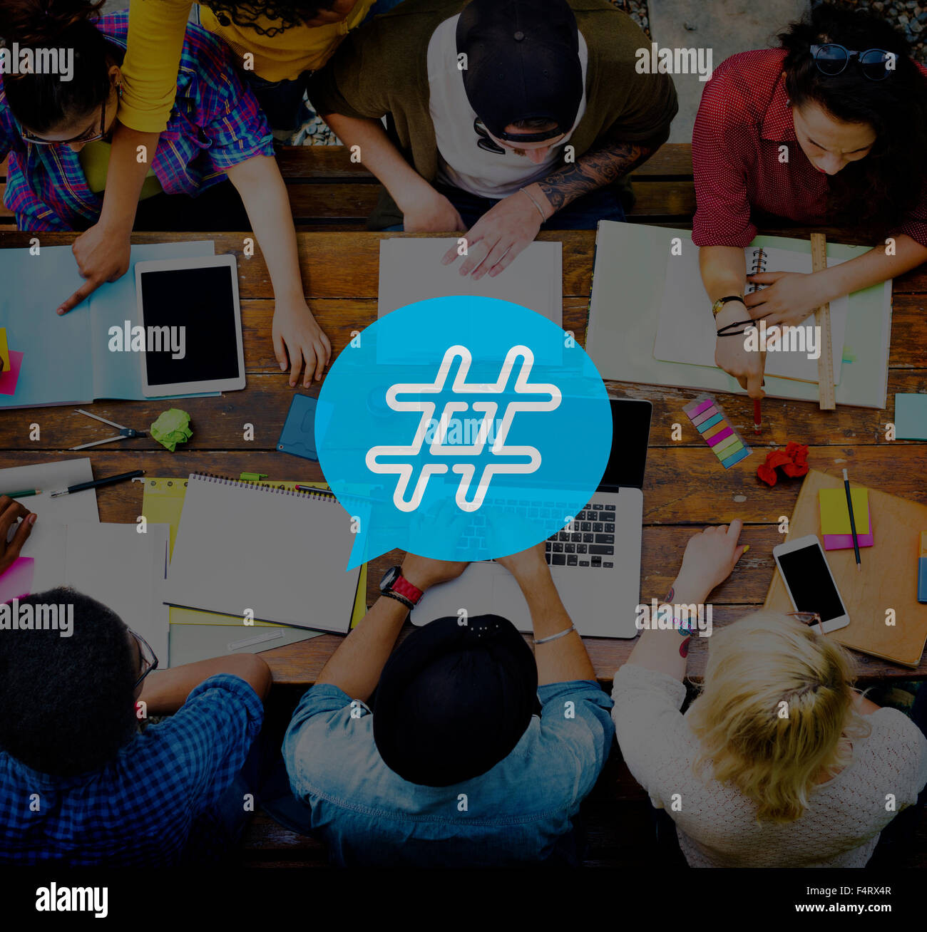 Icona hashtag Social Media Blog Post-NOZIONE Foto Stock