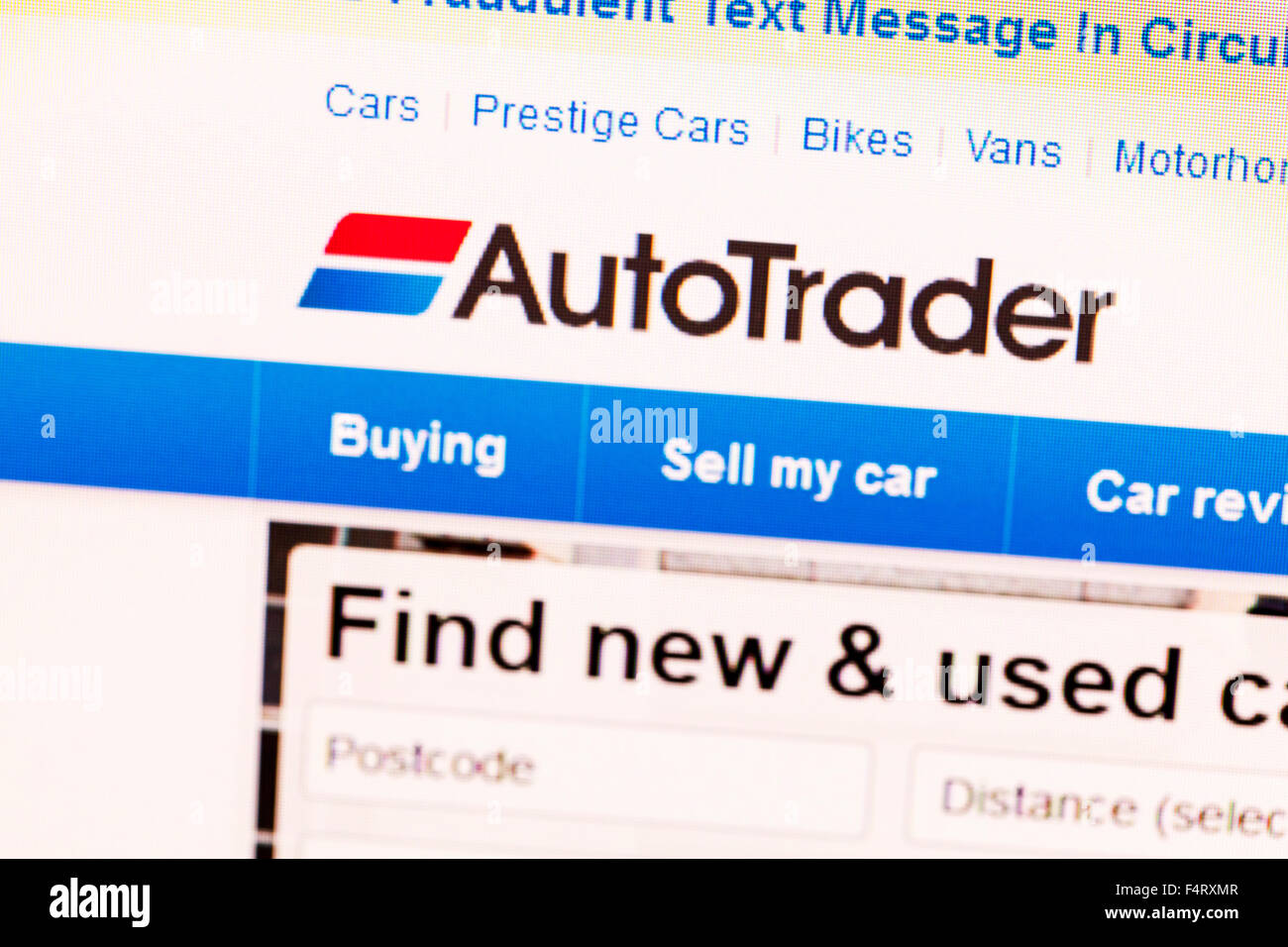 Auto trader autotrader sito Automobile usata concessionari di automobili homepage online screenshot dello schermo di web site internet net segno nel Regno Unito auto Foto Stock