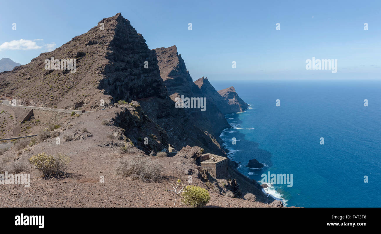 Spagna, Europa Caserones, Gran Canaria Isole Canarie, Mirador de Balcon, paesaggio, acqua, estate, montagna, mare, Foto Stock