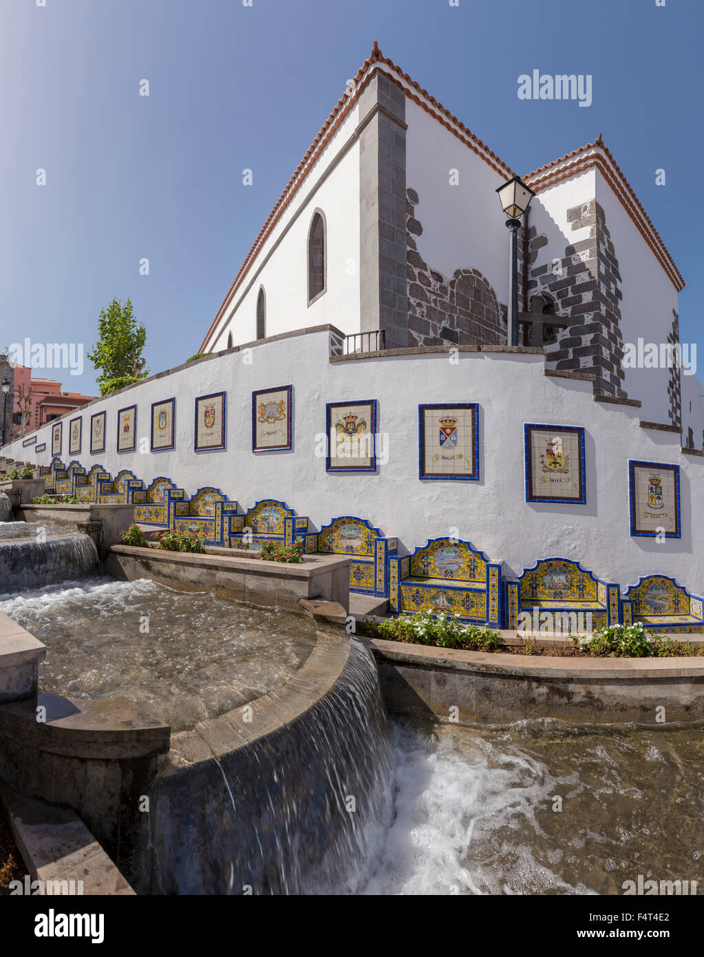 Spagna, Europa, Firgas, Gran Canaria Isole Canarie, cascate, Paseo de Gran Canaria Isole Canarie, città, villaggio, acqua, su Foto Stock