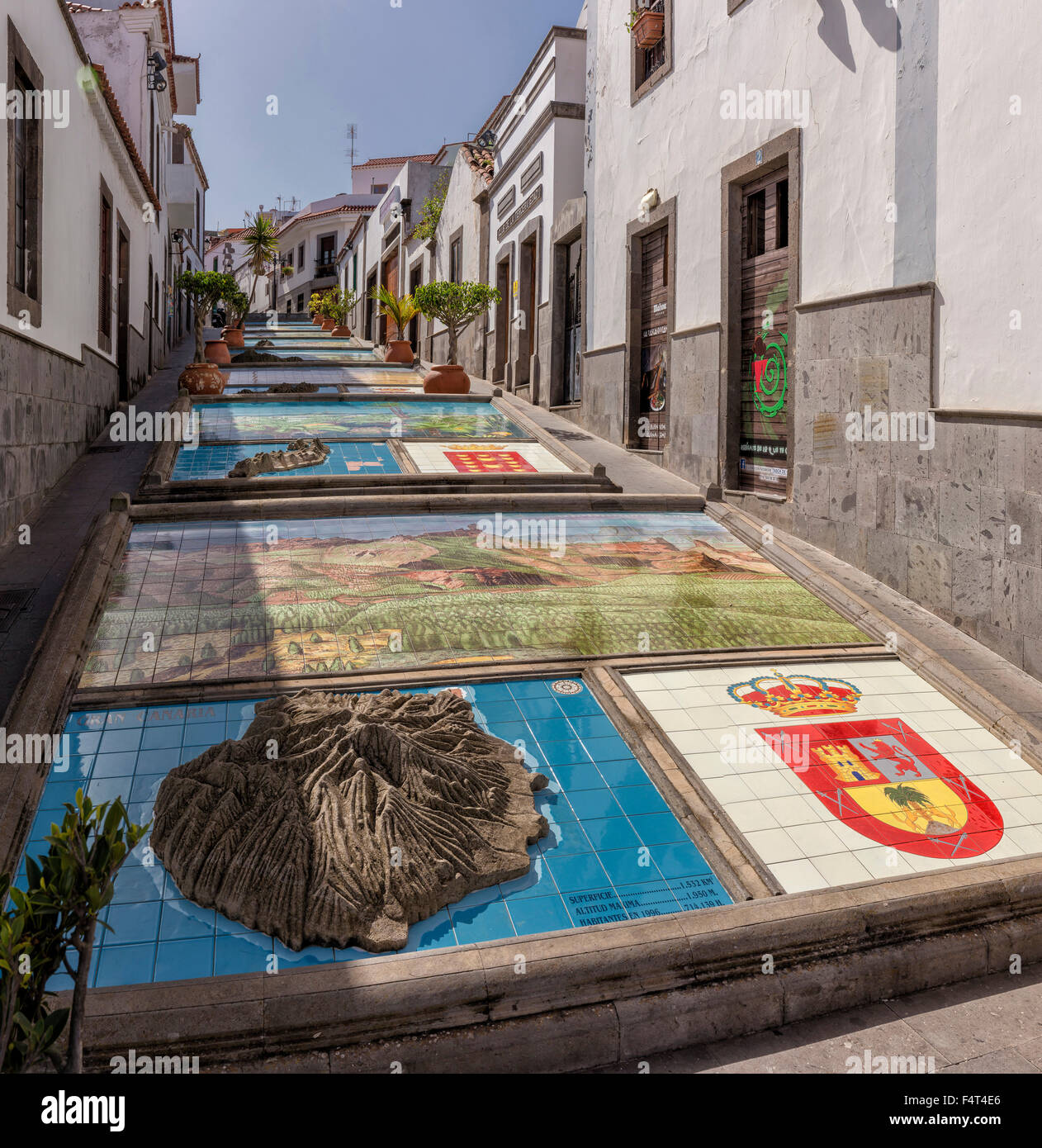 Spagna, Europa, Firgas, Gran Canaria Isole Canarie, Paseo de Gran Canaria Isole Canarie, città, villaggio, estate, Foto Stock