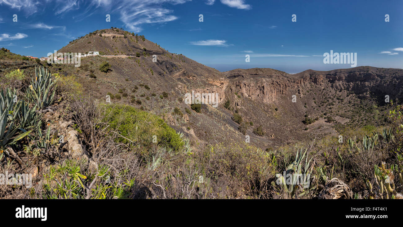 Spagna, Europa Telde, Gran Canaria Isole Canarie, Caldera de Bandama, paesaggio, estate, montagne, colline, vulcano Foto Stock