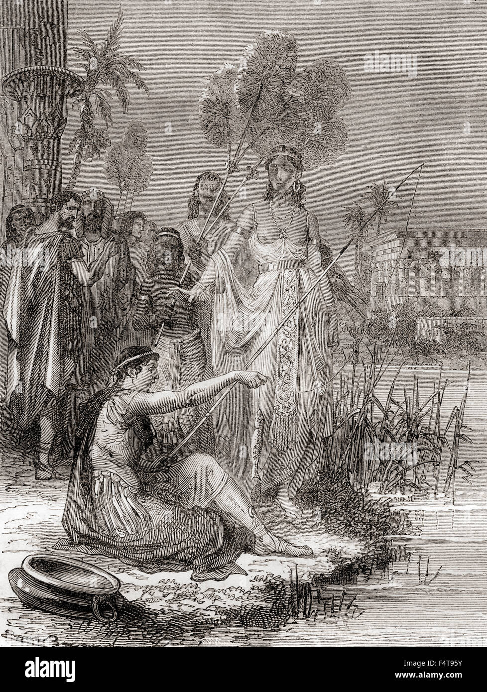 Illustrazione della storia raccontata da Plutarco nella sua biografia di Marc Antony circa l'incidente di pesca in cui il generale romano's amante, regina egiziana Cleopatra, bested lui. Foto Stock