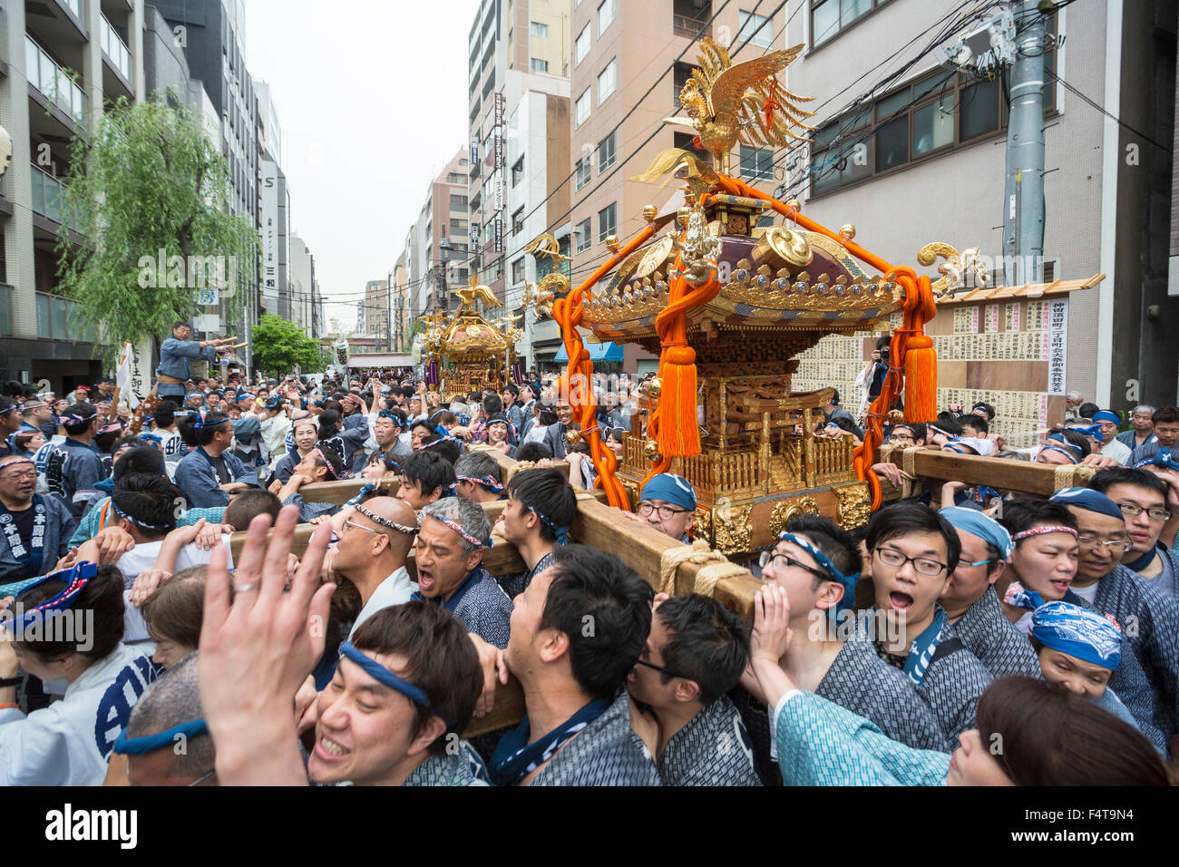 Giappone Tokyo City, Akihabara Area, Festival di Primavera, Mikoshi Foto Stock