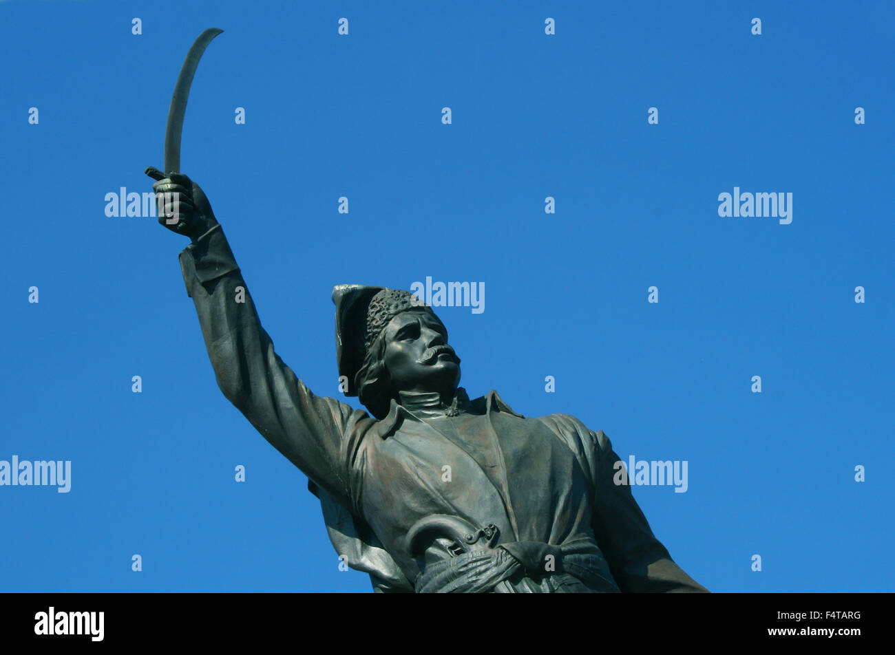 Jan Kilinski monumento situato a Varsavia Città Vecchia, Polonia con cielo blu come sfondo. Foto Stock