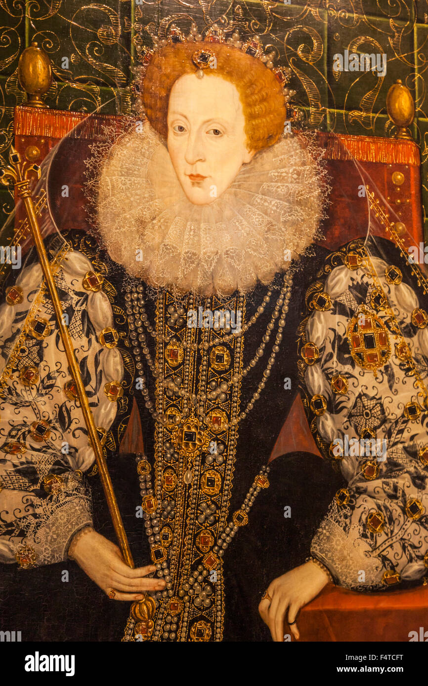Inghilterra, Londra Greenwich, la Casa della Regina, il Ritratto di Elisabetta I dalla Scuola di inglese Foto Stock