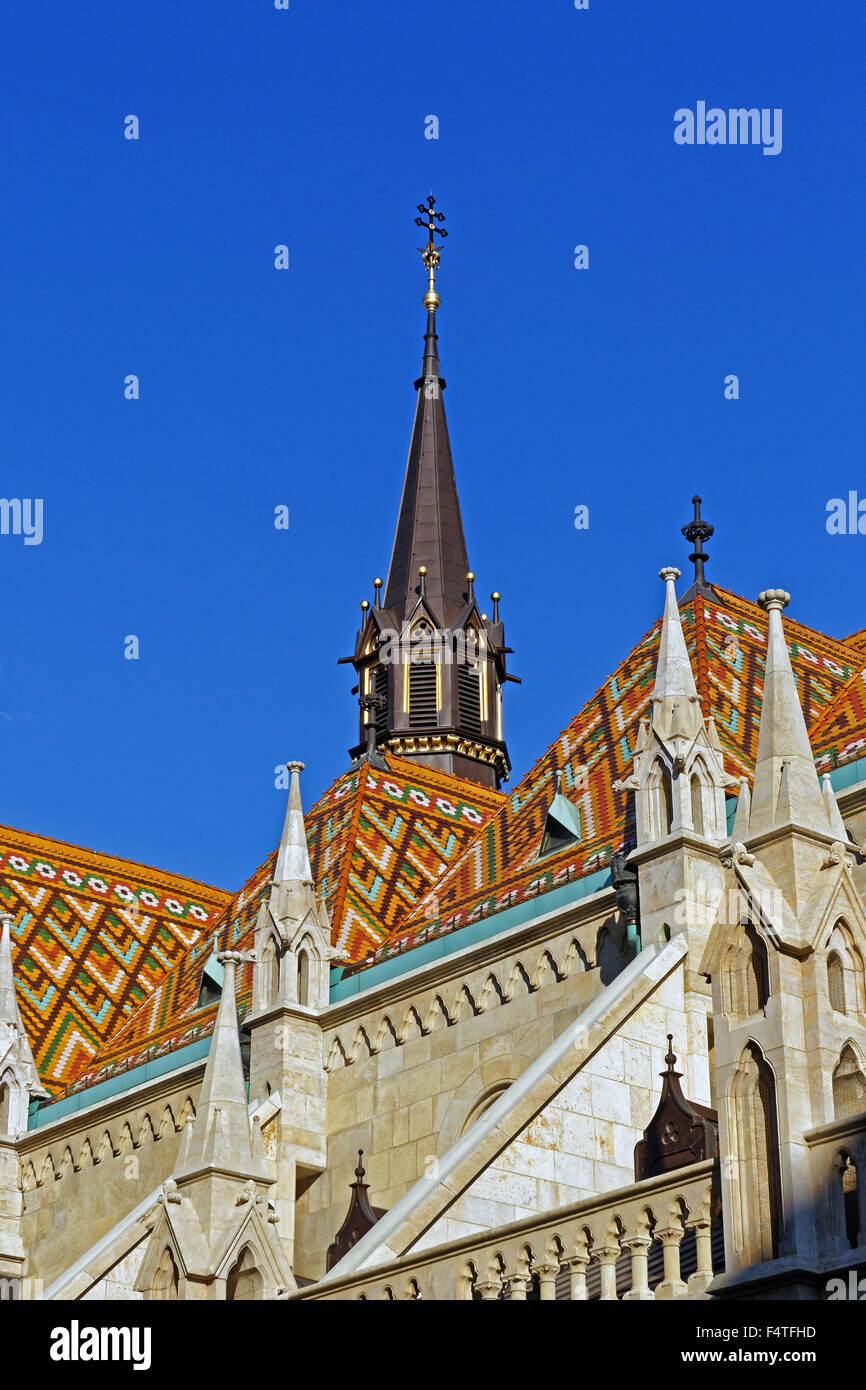 Montare Buda, Matyas Templom, Matteo chiesa, pattern, tetto Foto Stock