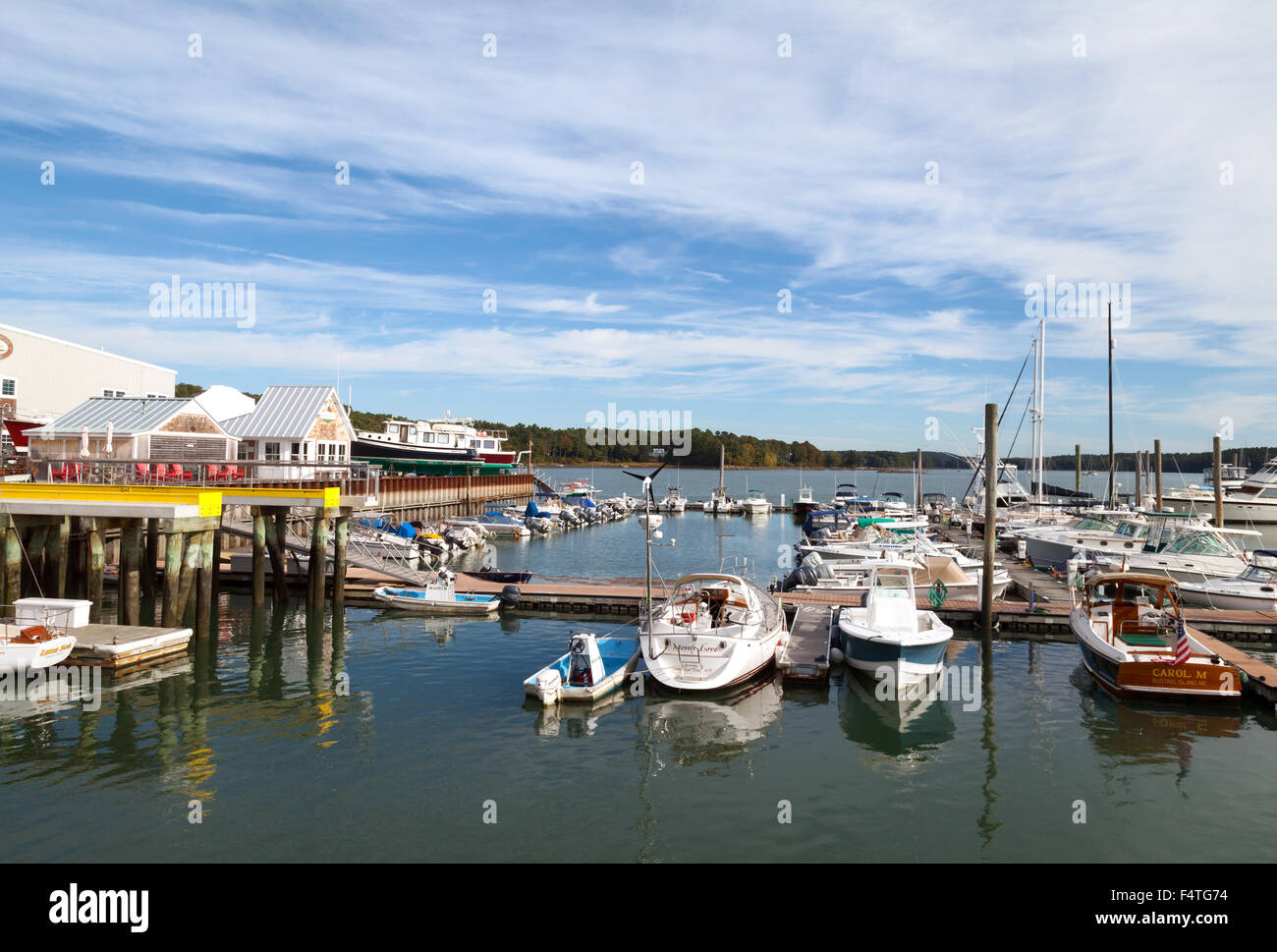 Freeport porto sul fiume Harraseeket, costa del Maine, Stati Uniti d'America Foto Stock