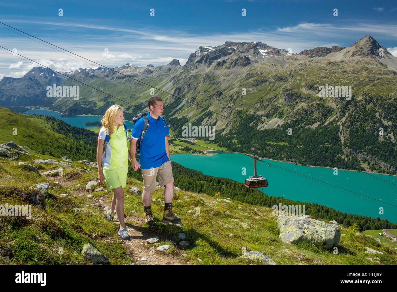 Escursionismo in Corvatsch in Alta Engadina, Foto Stock