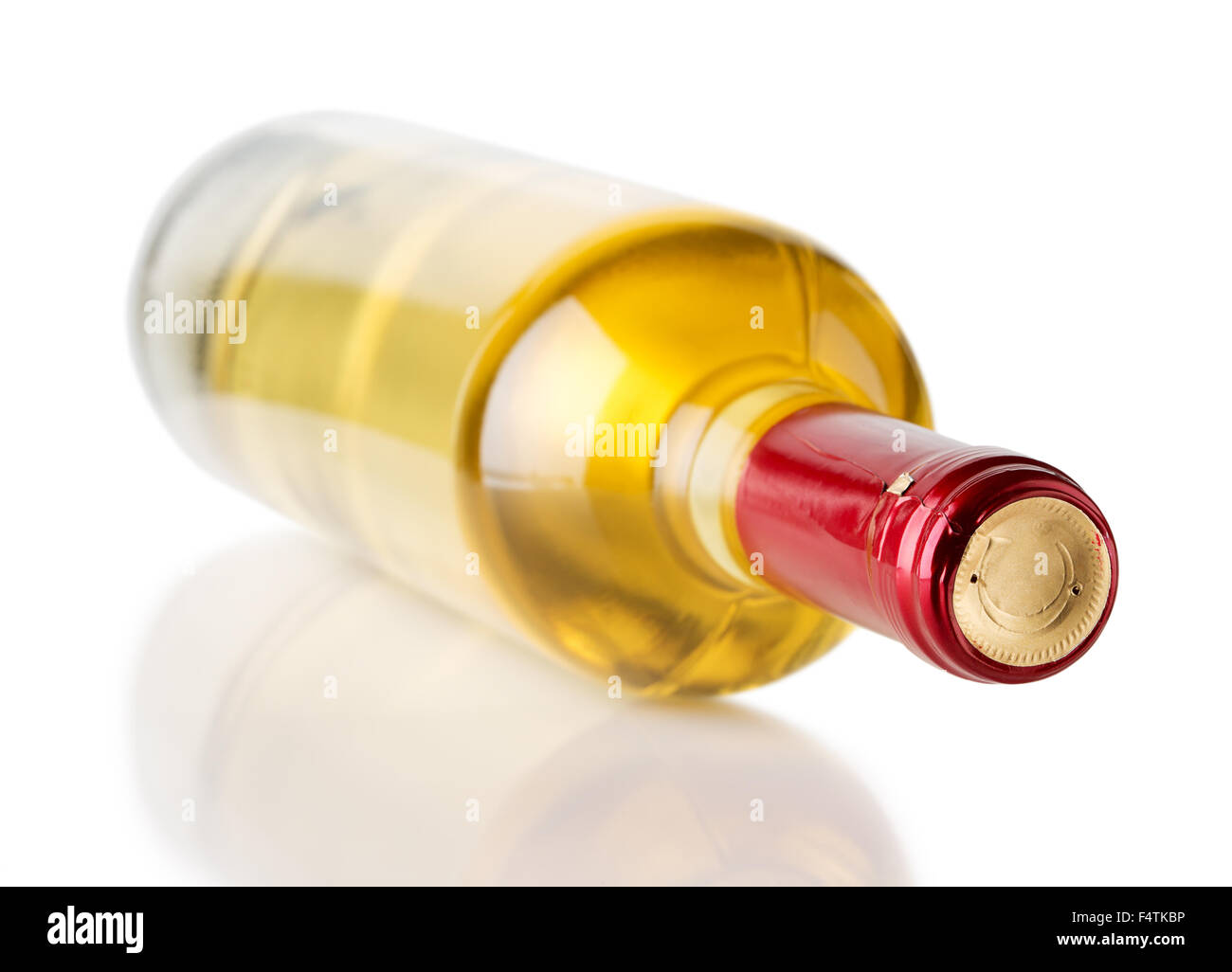 Bottiglia di vino bianco isolato su uno sfondo bianco. Foto Stock