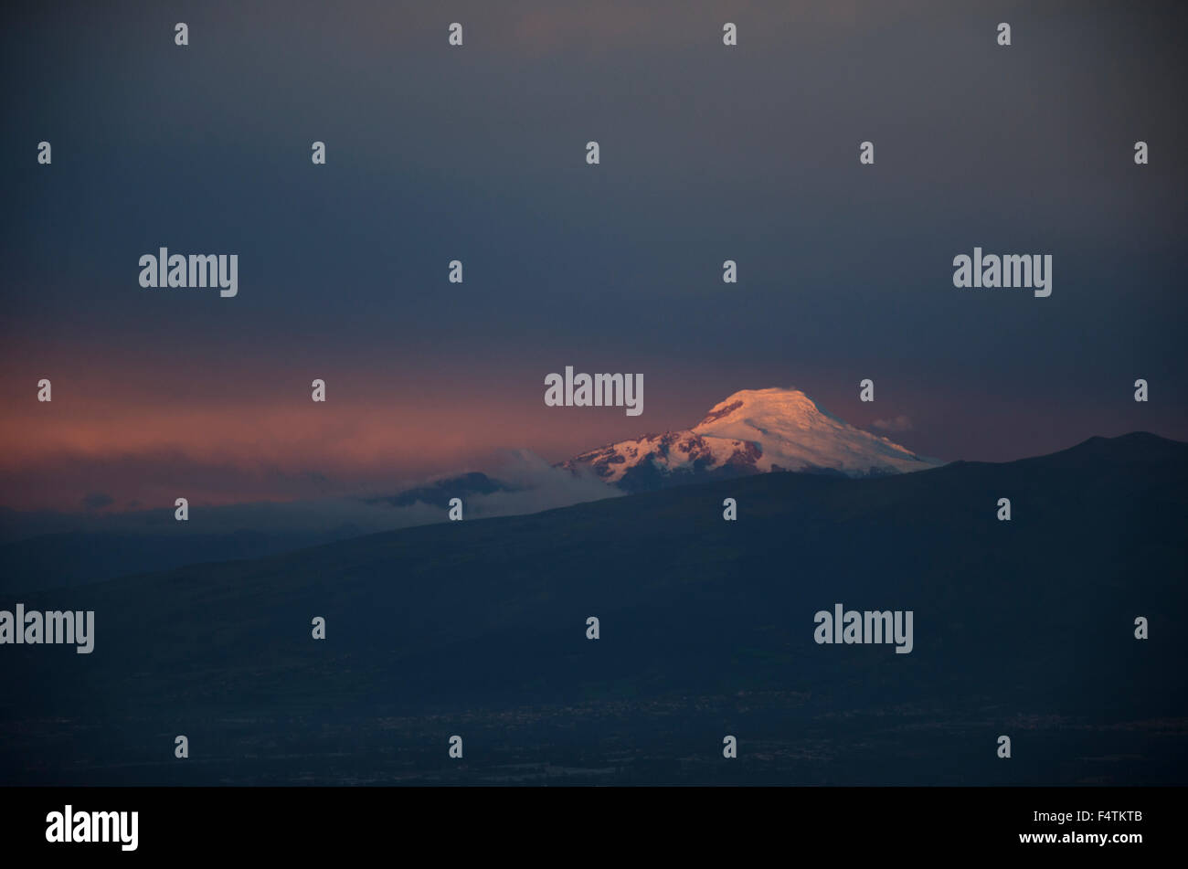 El Nevado Cayambe al tramonto Foto Stock