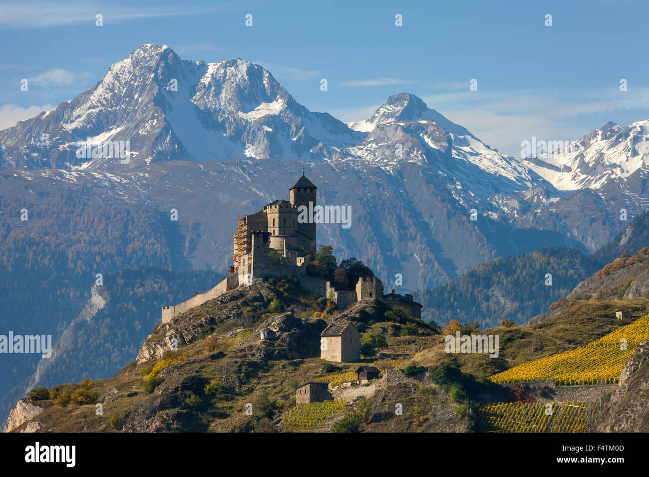 Sion, dogane, Valeria, Svizzera canton Vallese, castle hill, Foto Stock