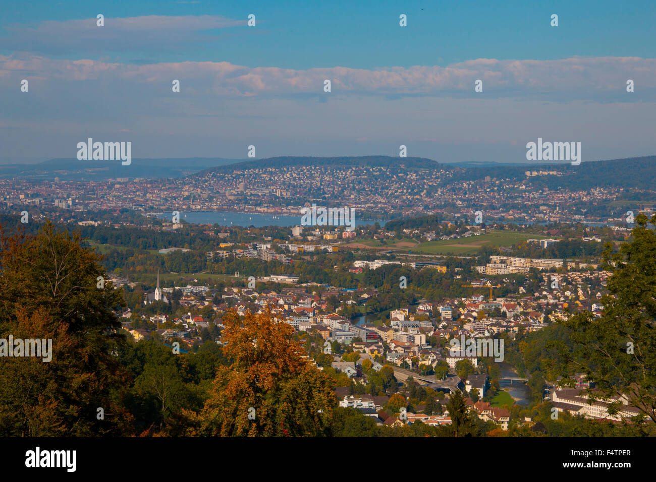 La Svizzera, Europa, canton Zurigo, Adliswil, città, autunno, il lago di Zurigo, Foto Stock