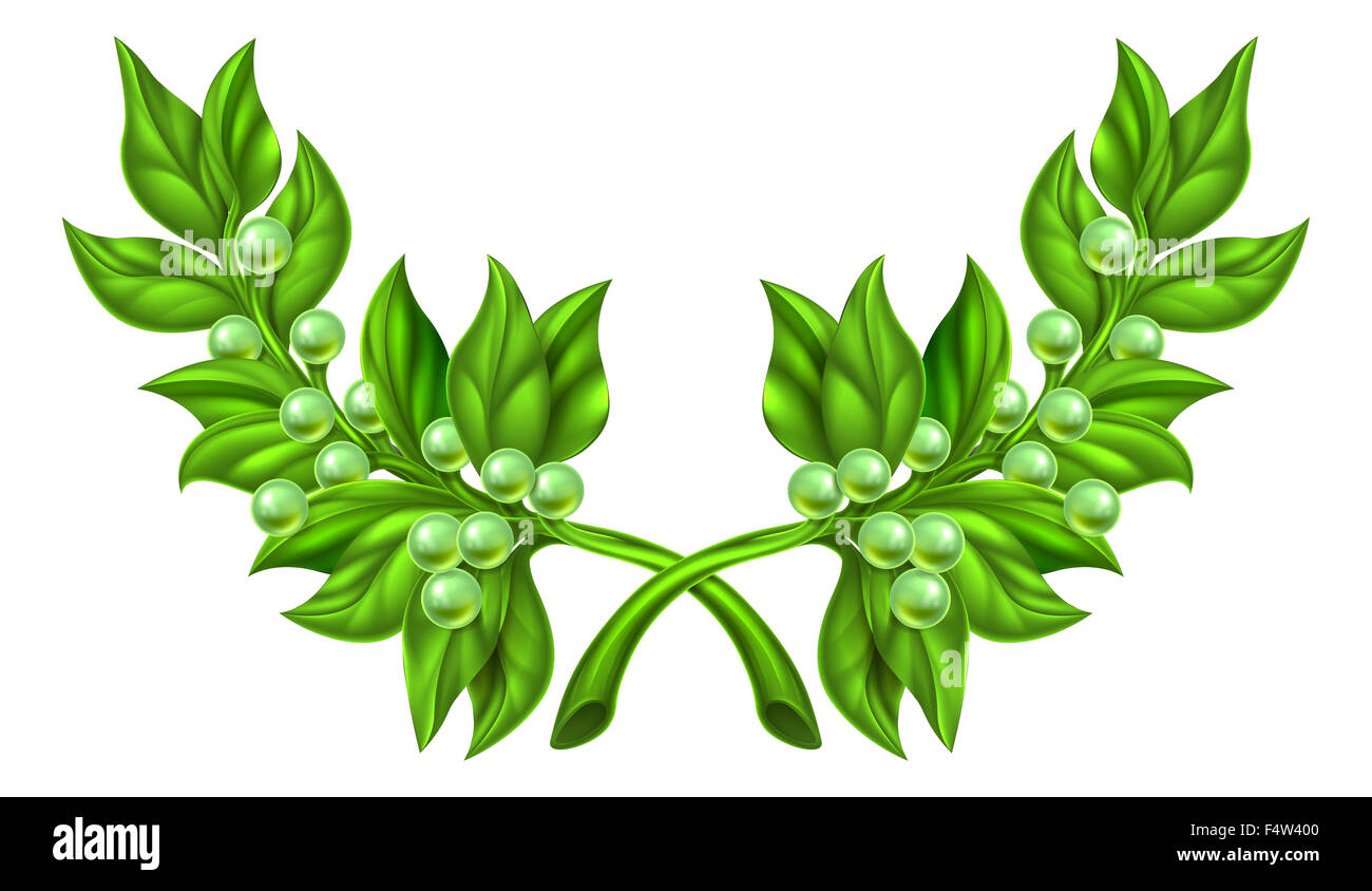 Una illustrazione di rami di olivo, il simbolo della pace, attraversato come una corona Foto Stock
