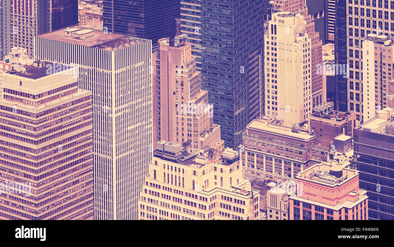 Vintage tonica vista dei grattacieli di New York City, Stati Uniti d'America. Foto Stock