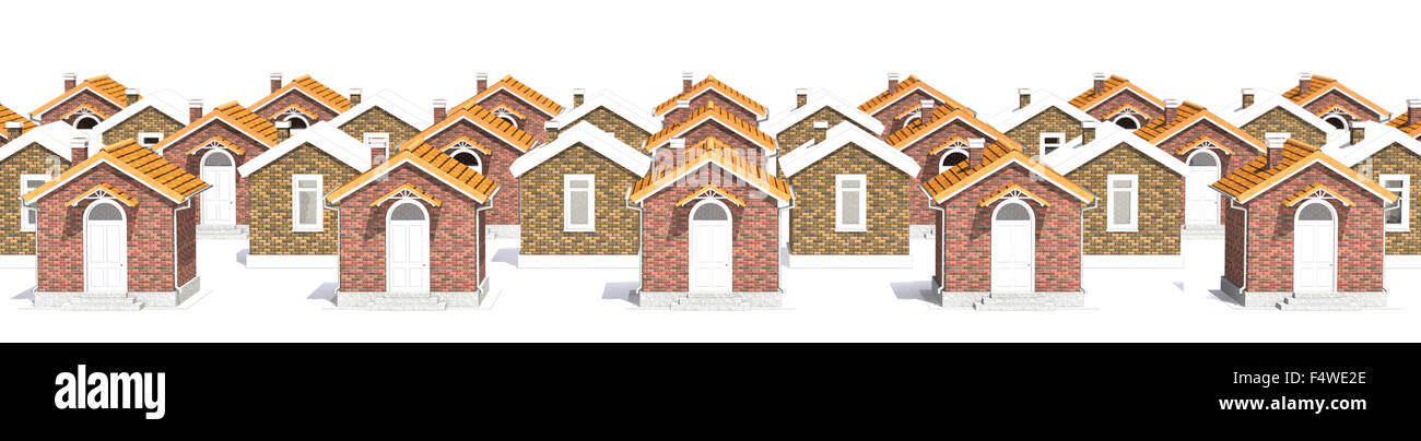 L'architettura 3D modello di case in mattoni isolato su bianco Foto Stock