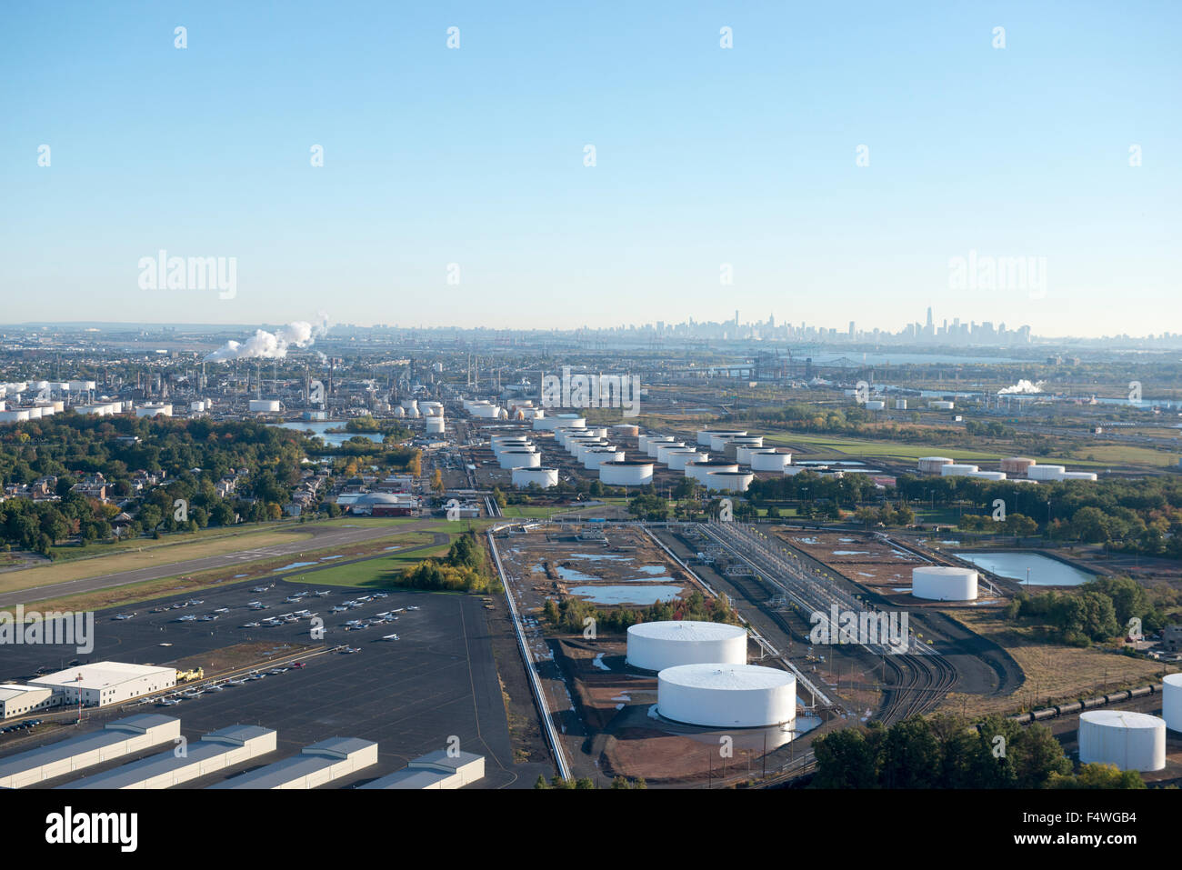 Vista aerea del Newark Bay area in New Jersey, STATI UNITI D'AMERICA Foto Stock