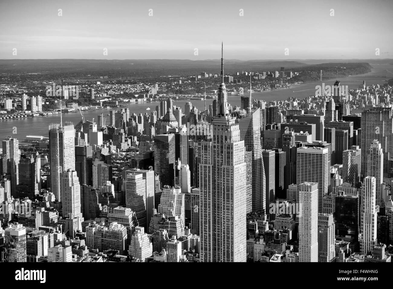 Riprese aeree l'Empire State Building di New York City STATI UNITI D'AMERICA Foto Stock