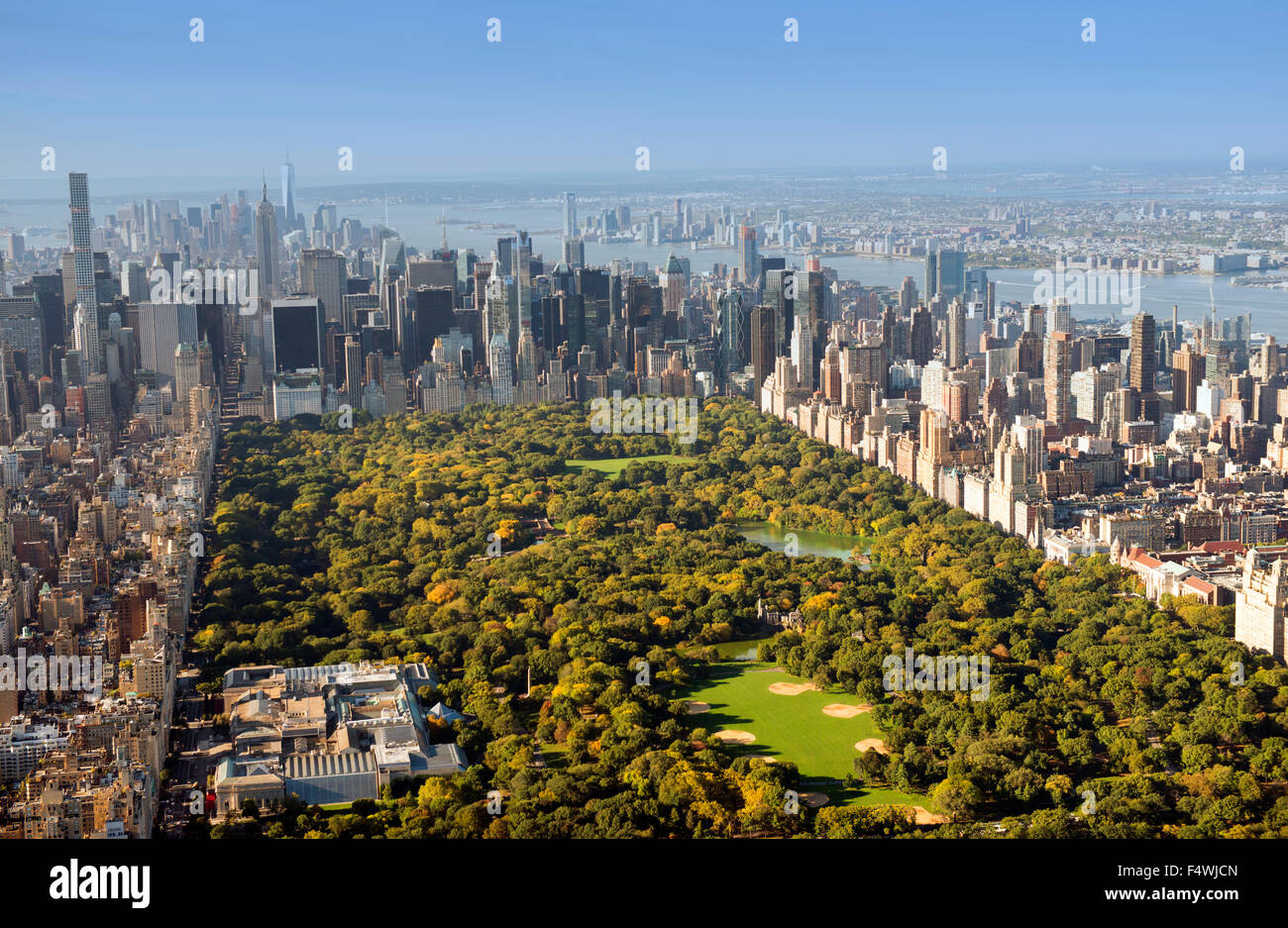 Ripresa aerea di Manhattan e il Central Park di New York STATI UNITI D'AMERICA Foto Stock