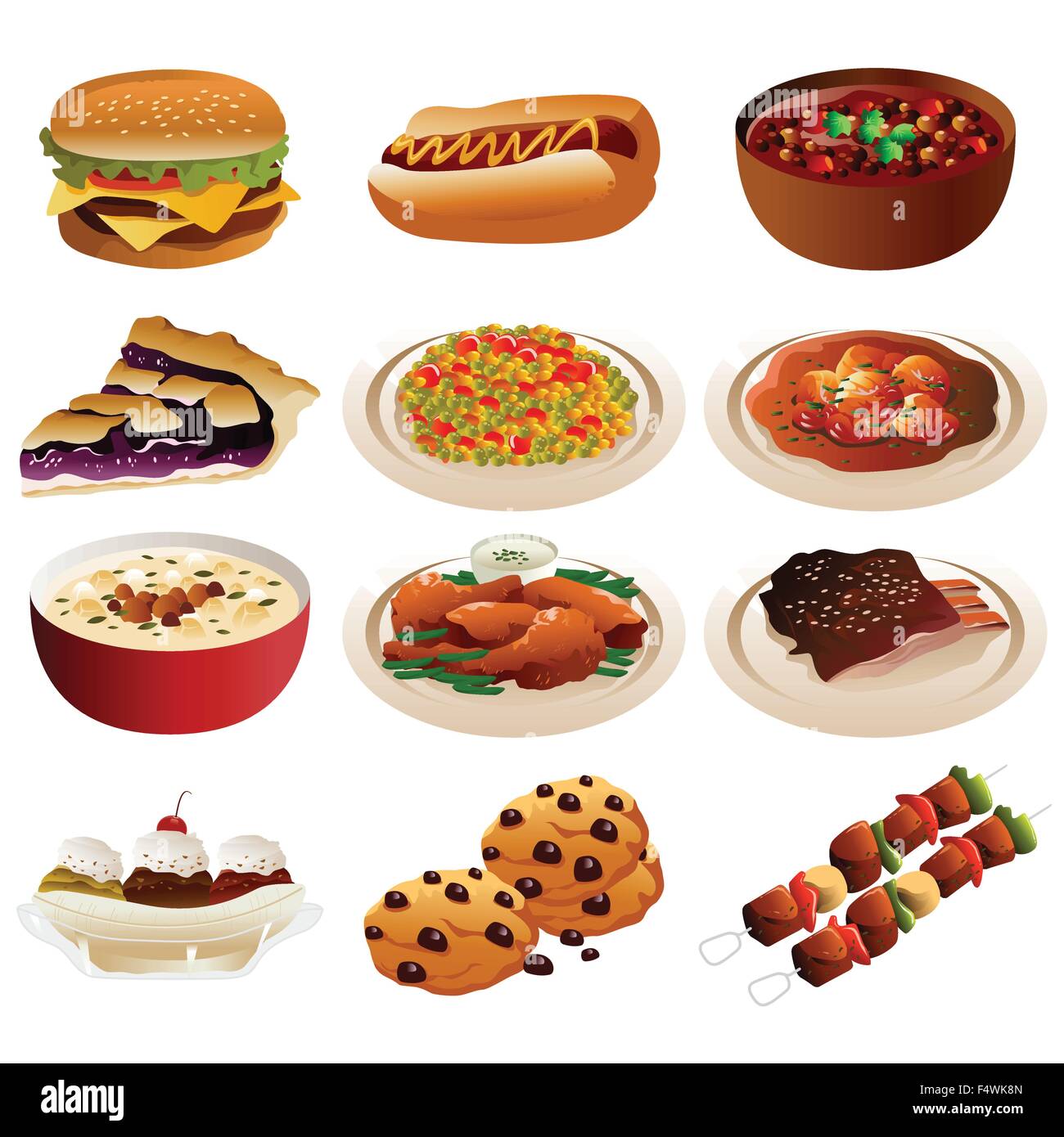 Una illustrazione vettoriale di American food icone Illustrazione Vettoriale