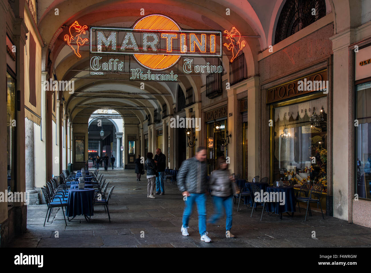 Piazza San Carlo shopping arcade, Torino, Piemonte, Italia Foto Stock