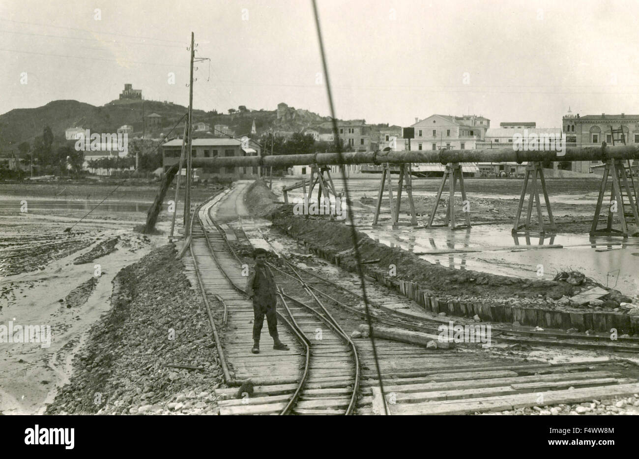 La costruzione del porto di Durazzo, Albania Foto Stock