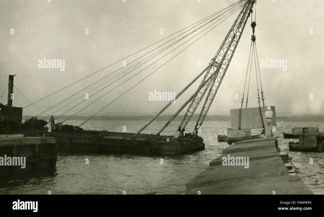 La costruzione del porto di Durazzo, Albania Foto Stock