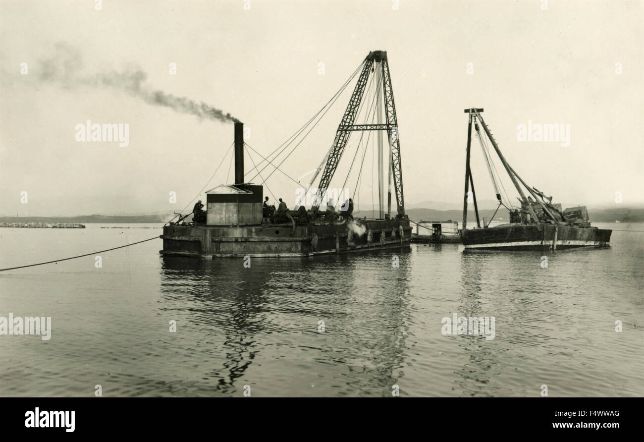 La costruzione del porto di Durazzo, Albania Foto Stock