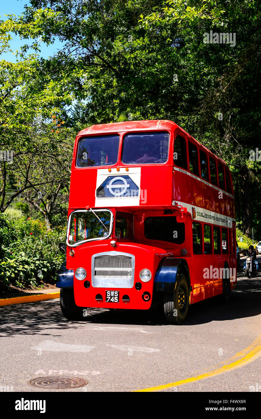 La vecchia Londra Red Double-decker bus in Portland Oregon Foto Stock