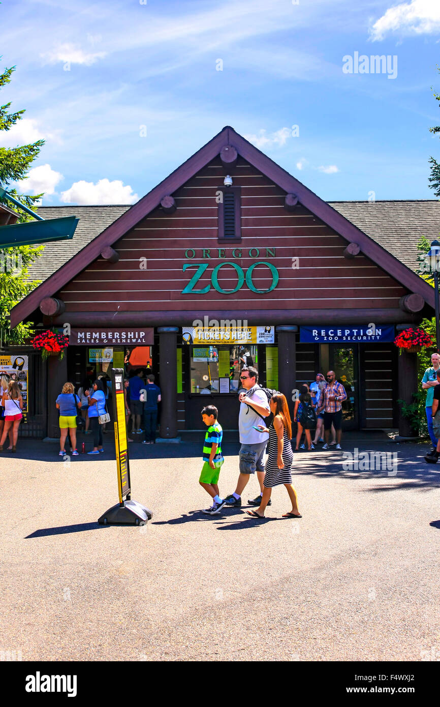 Ingresso al Portland Zoo a Washington park, Portland Oregon Foto Stock
