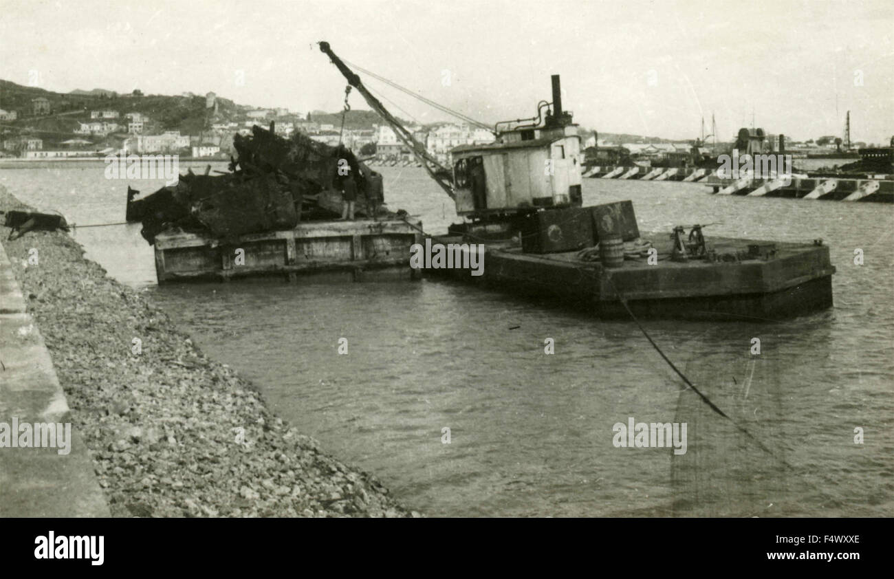 La costruzione del porto di Durazzo, Albania Foto Stock