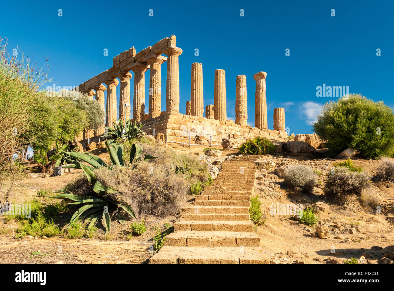 Il tempio di Giunone, nella Valle dei Templi di Agrigento Foto Stock