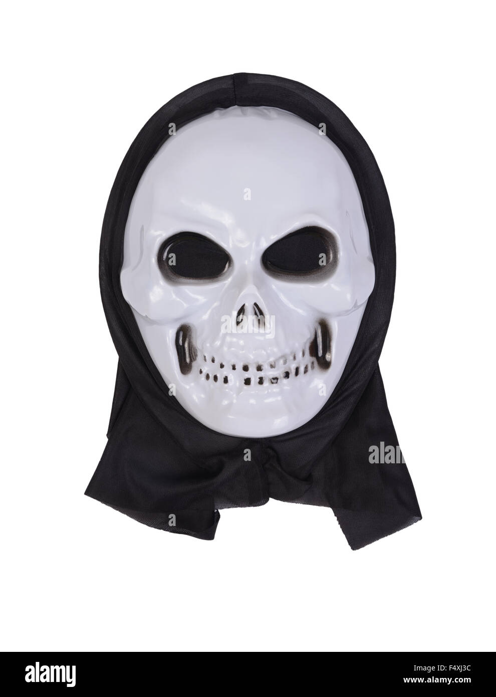 Cranio maschera per halloween su sfondo bianco. Foto Stock