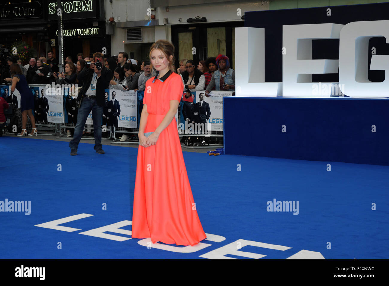 Londra, UK, 3 Settembre 2015: Emily Browning assiste Legenda - UK film premiere a Londra Foto Stock