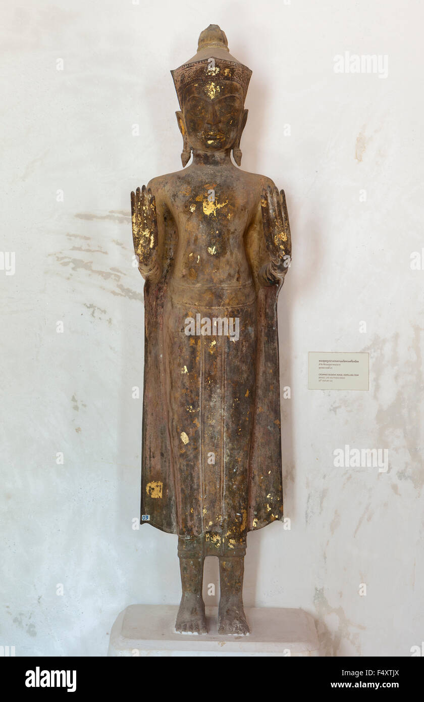 Incoronato immagine del Buddha, Viharn Kien museum, Nakhon Si Thammarat, Thailandia Foto Stock