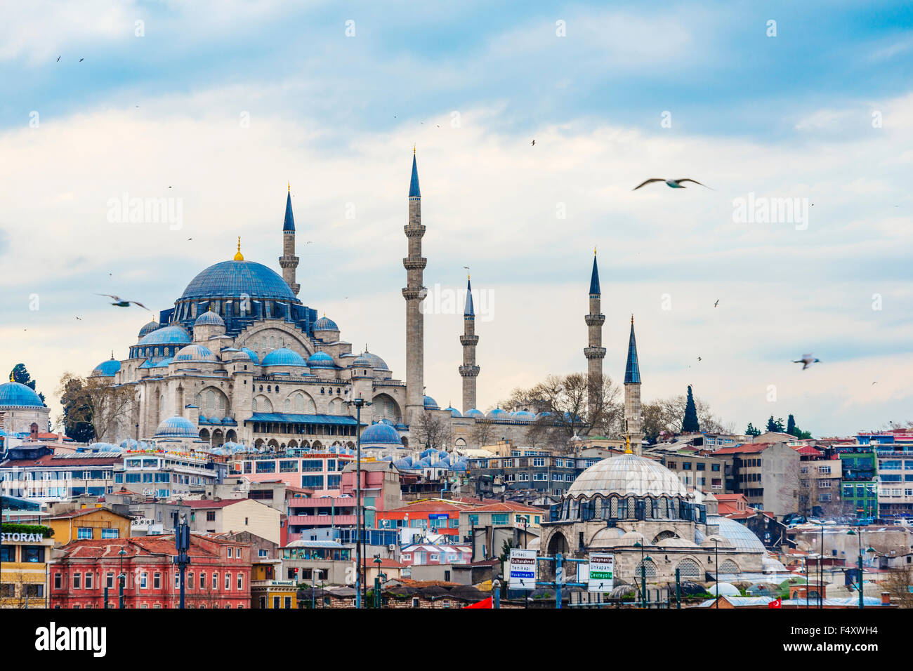 La Moschea Süleymaniye, Golden Horn, Istanbul, Turchia Foto Stock