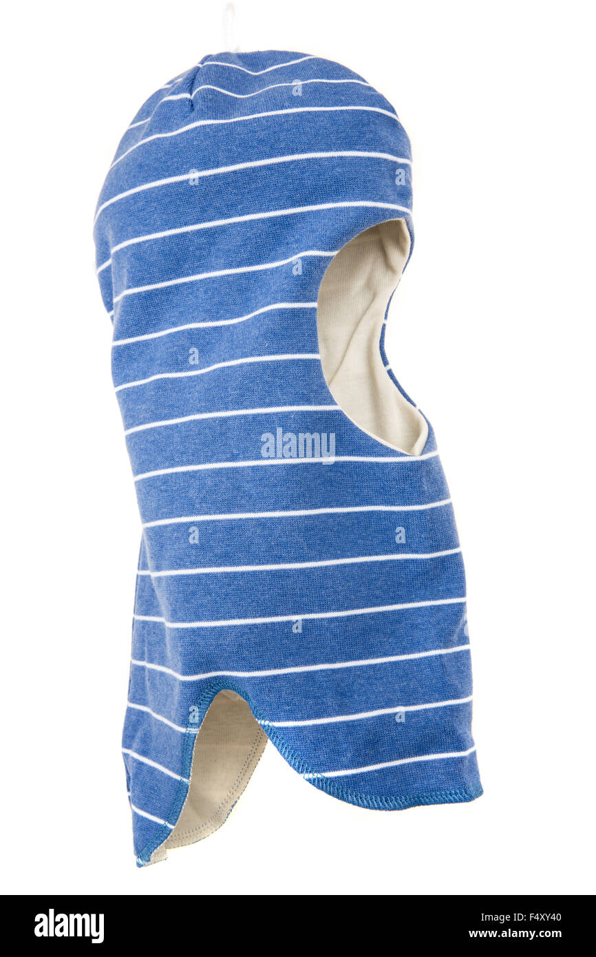 Bambino un foro della maschera da sci, winter hat casco isolato su uno sfondo bianco. Foto Stock