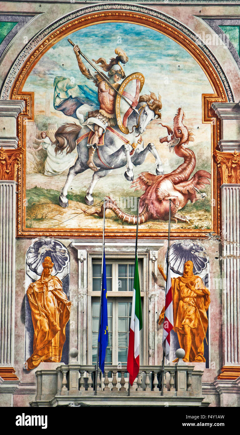 Pacific Trading Statuetta San Giorgio E Il Drago - Pietra Ricomposta E Dipinta A Mano - 3