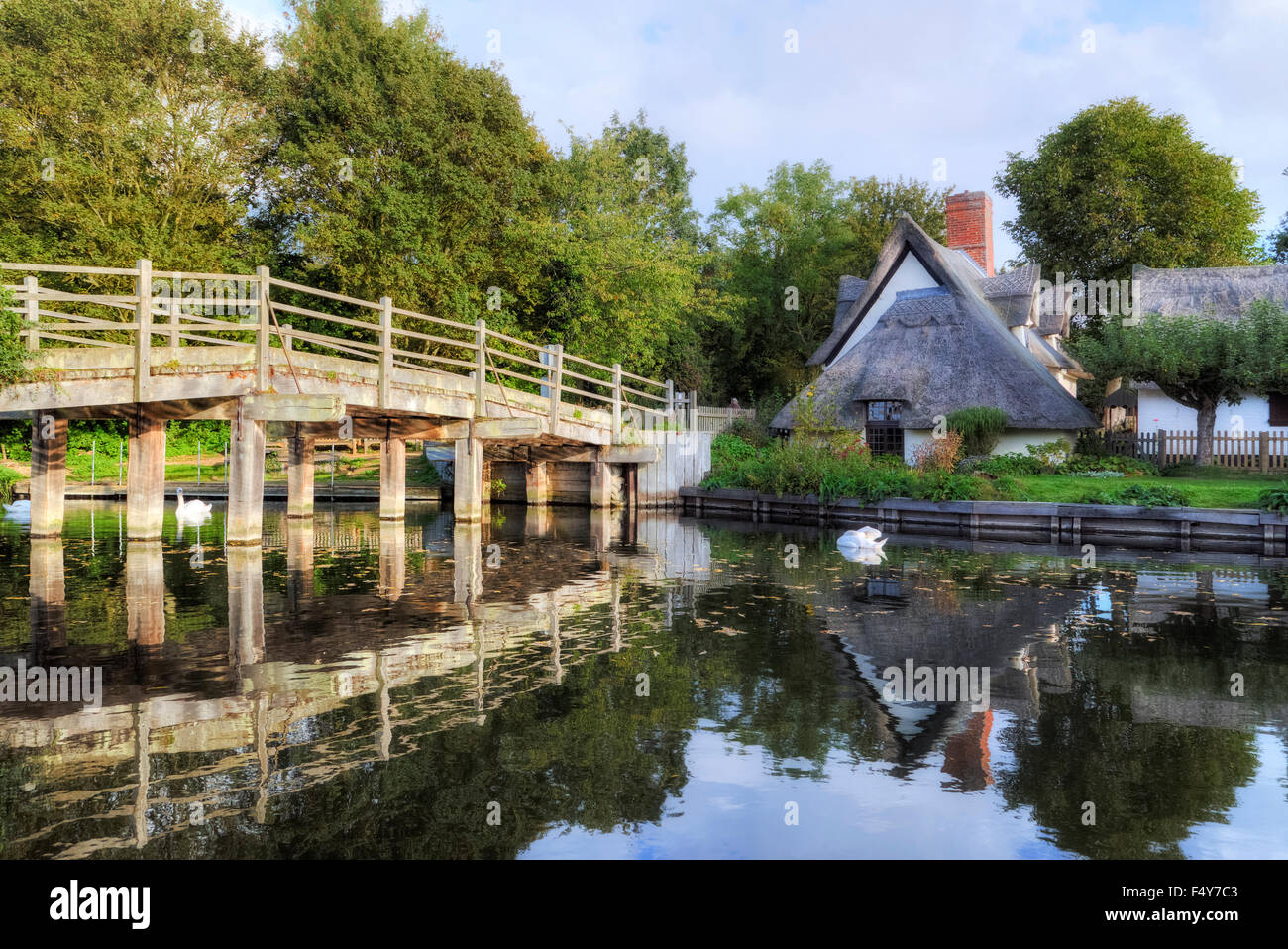 Bridge Cottage, Flatford, Suffolk, Inghilterra, Regno Unito Foto Stock