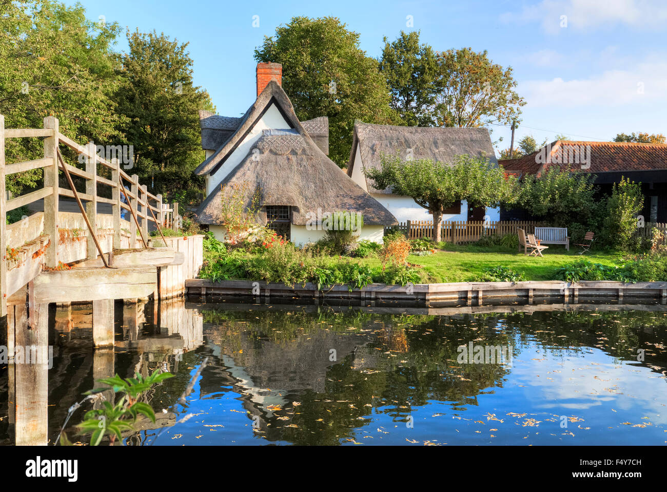 Bridge Cottage, Flatford, Suffolk, Inghilterra, Regno Unito Foto Stock